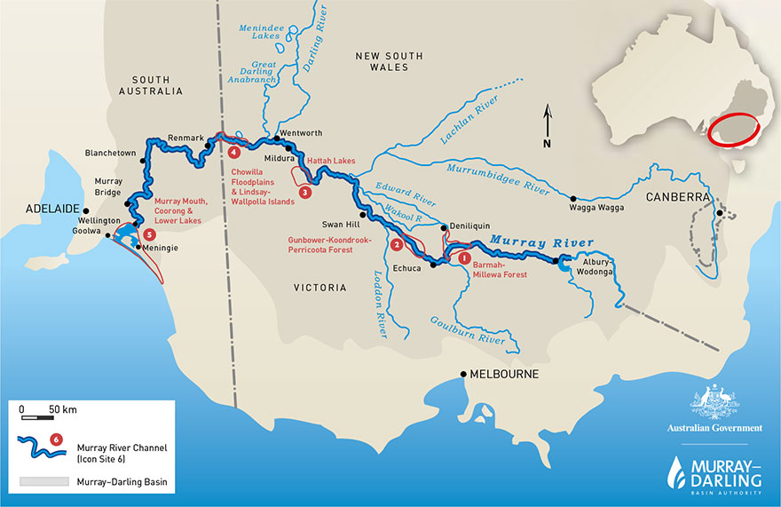 AUstralian Government map of the Murray River